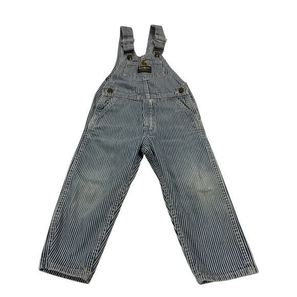 Oshkosh B'Gosh Vintage 90s Y2k Retro Striped Overalls Size 4T Fun Toddler - Picture 1 of 5